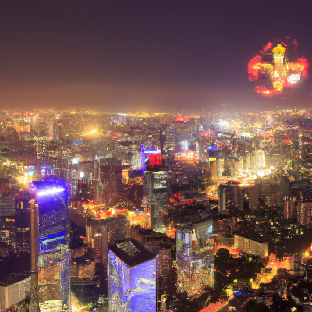 Dragon Overlooking Earth with Candlelight Year