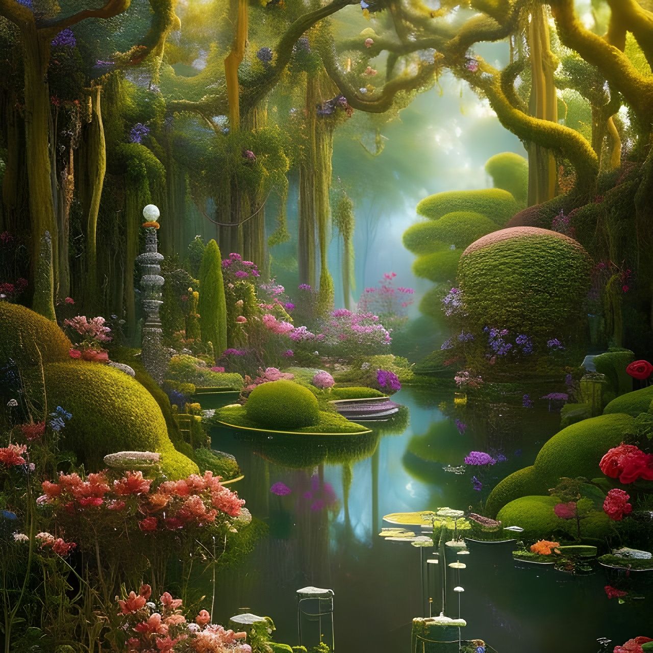 water garden - AI Generated Artwork - NightCafe Creator