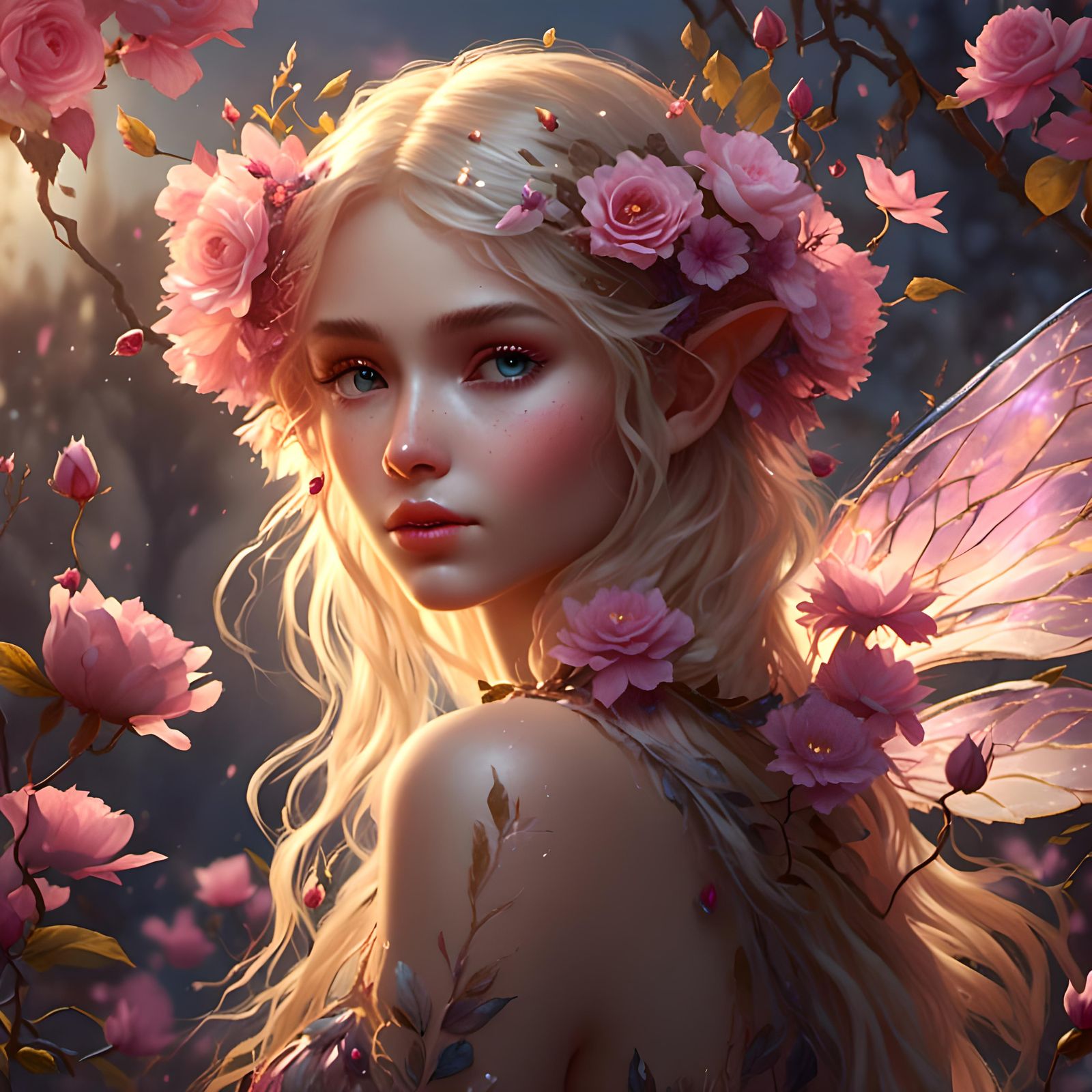 Delicate rose flower fairy - AI Generated Artwork - NightCafe Creator