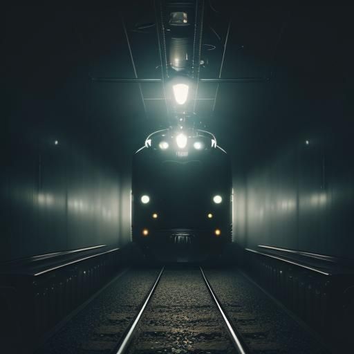a bright blinding light coming head on from a train out of t...