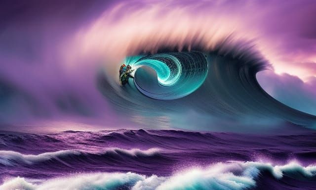 Purple stormy ocean