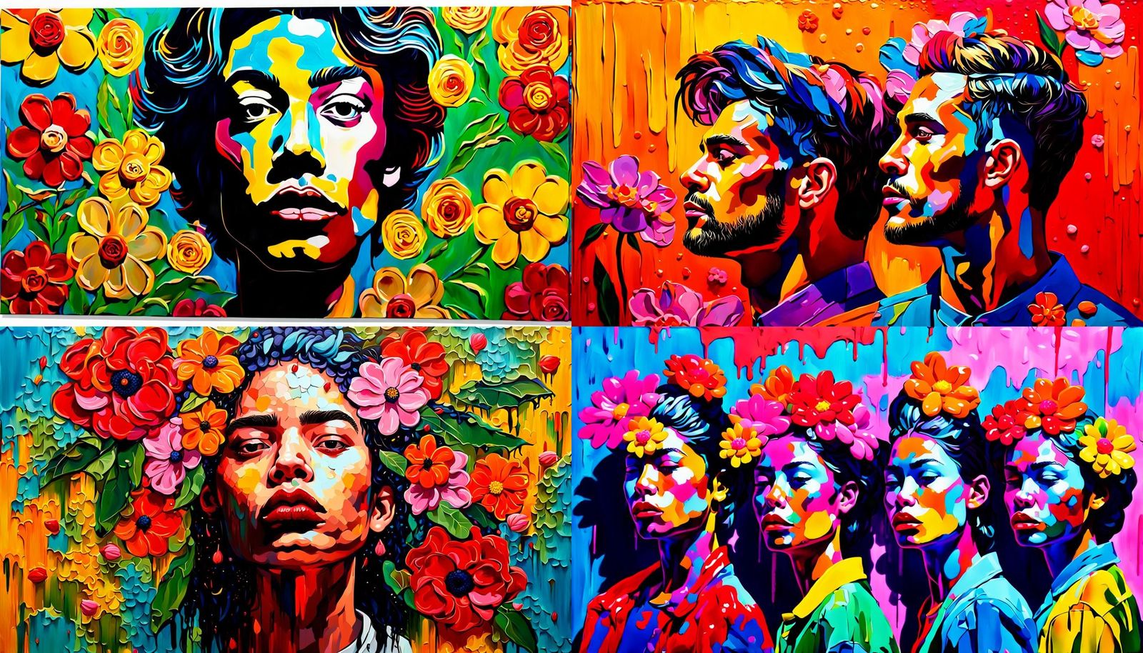 a combination of hyperrealism , pop art and impasto , a set ...