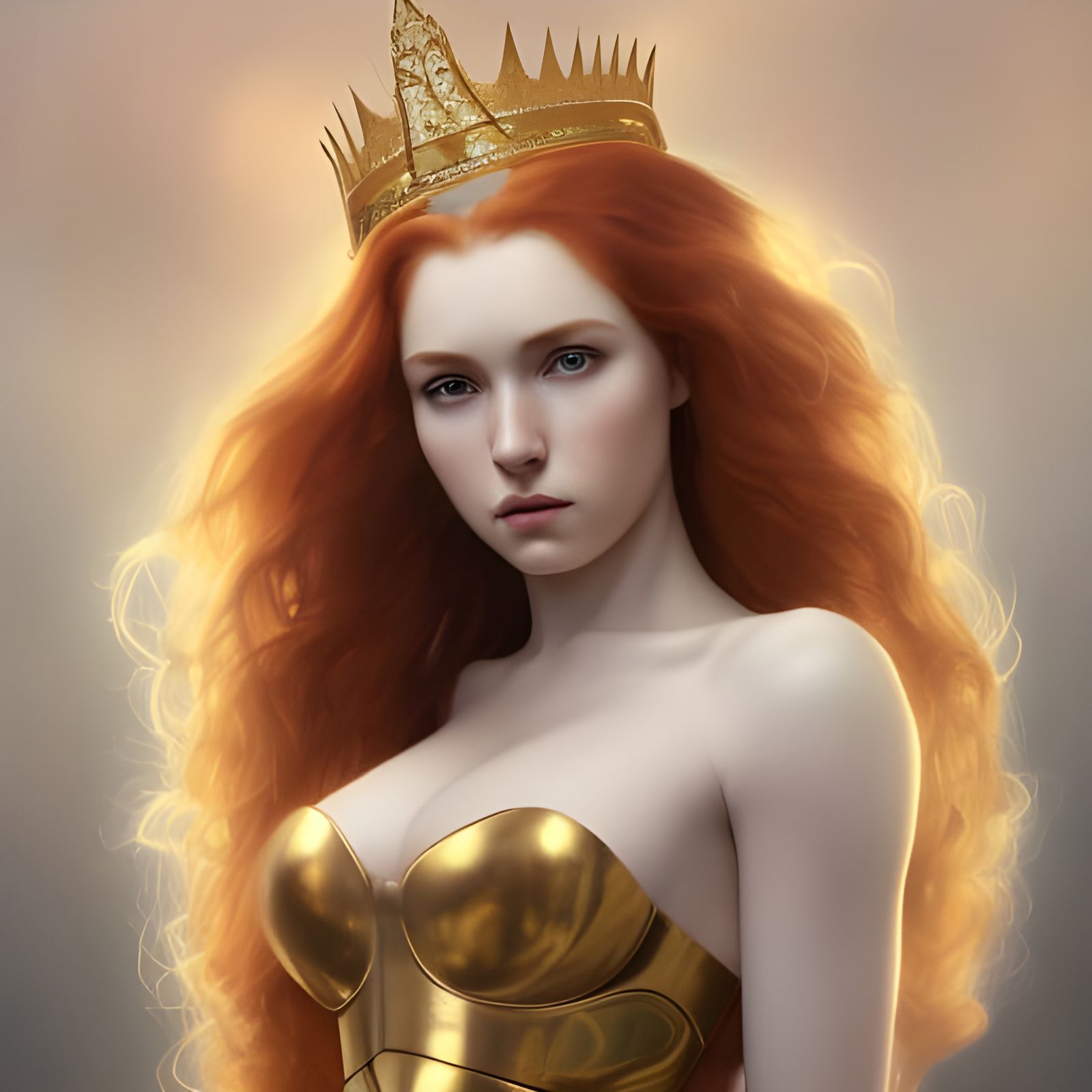 RedHead Queen with Gold Armor