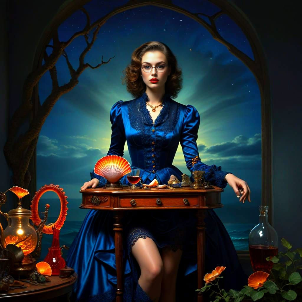 Surreal Still Life with Exotic Elements in Retro Style