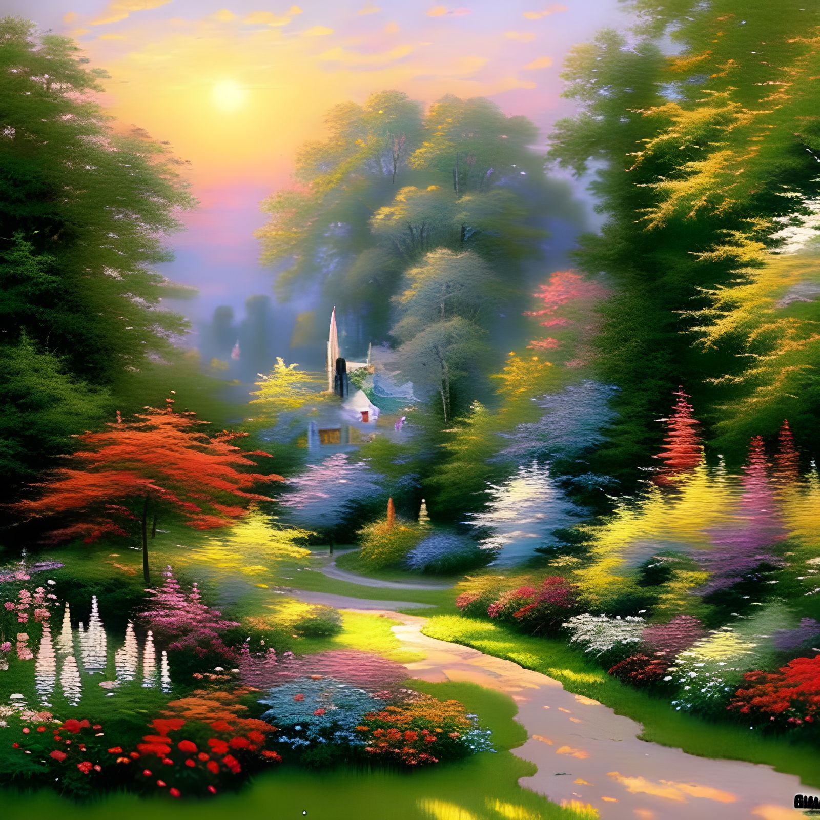 Thomas Kinkade road - AI Generated Artwork - NightCafe Creator