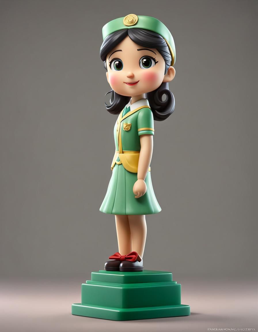 Girl standing on pedestal