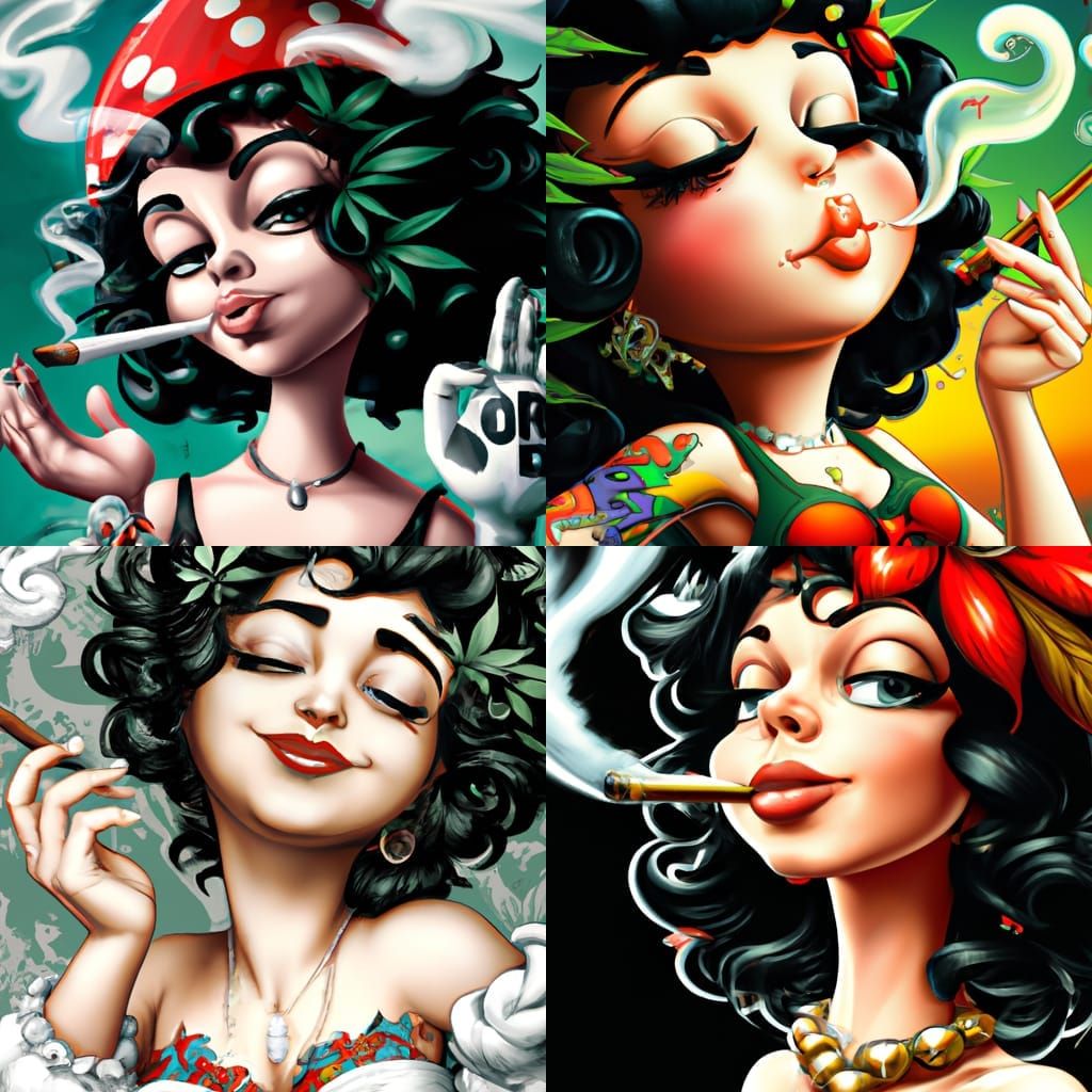 high resolution 4k ultra detailed betty boop smoking cannabi...