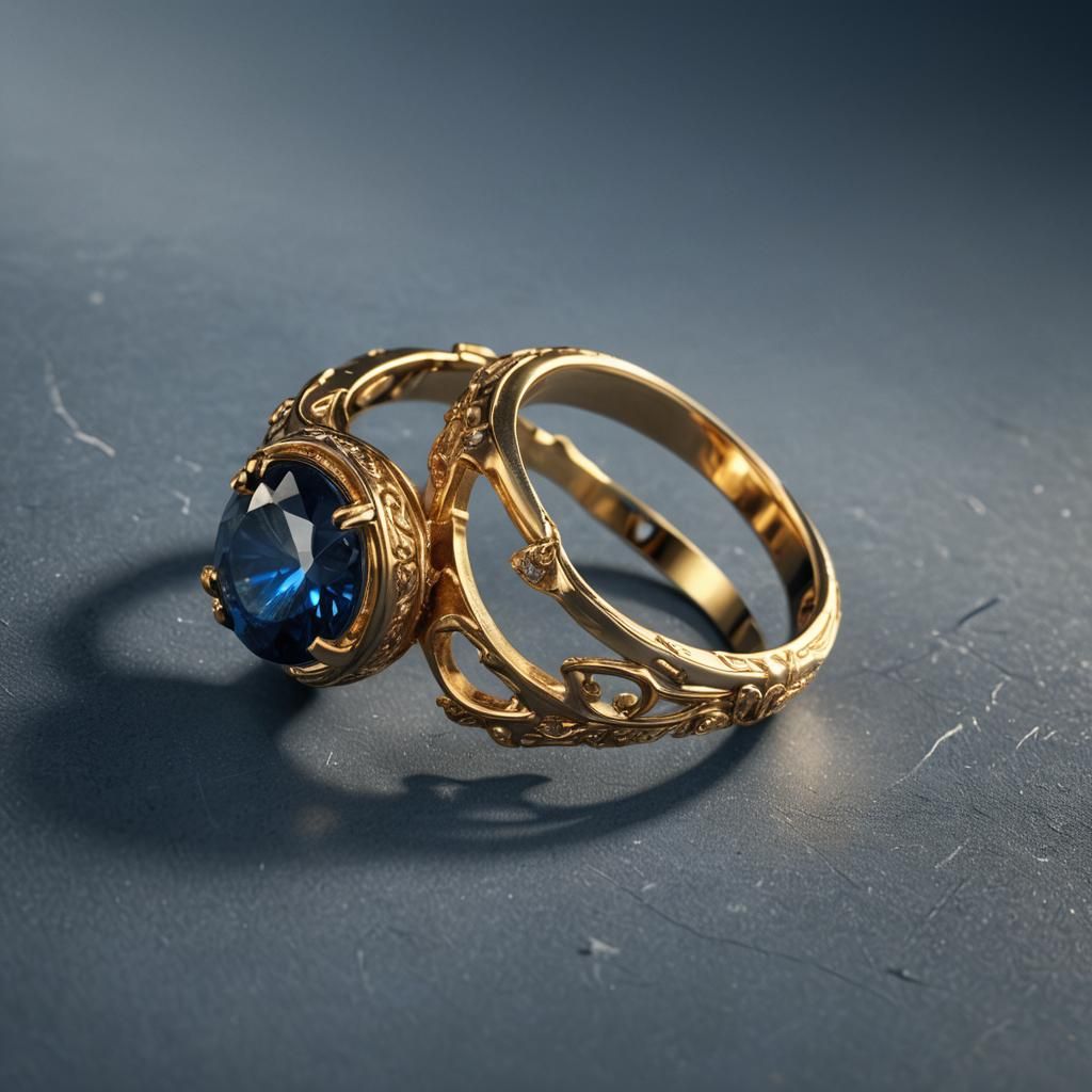 a perfect composition of a ring color gold