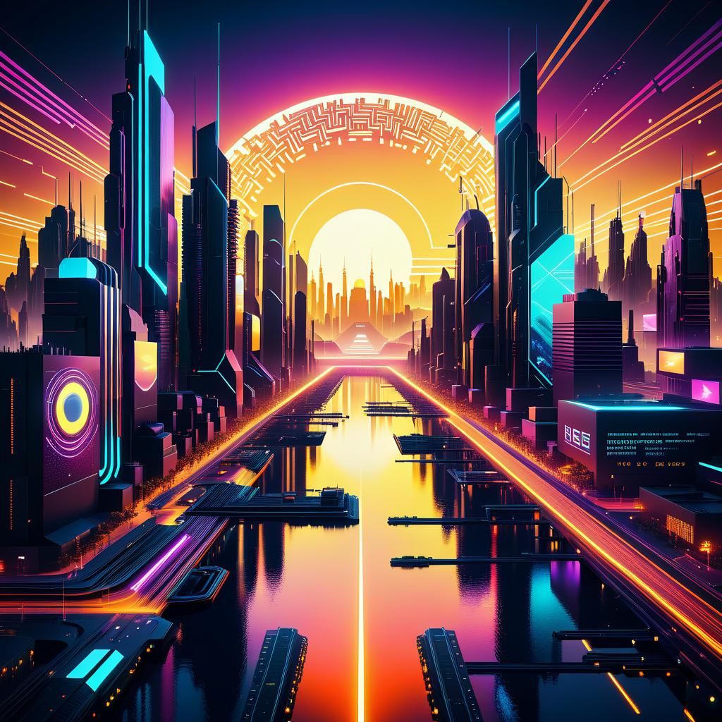 Futuristic Night Time City Scape - AI Generated Artwork - NightCafe Creator