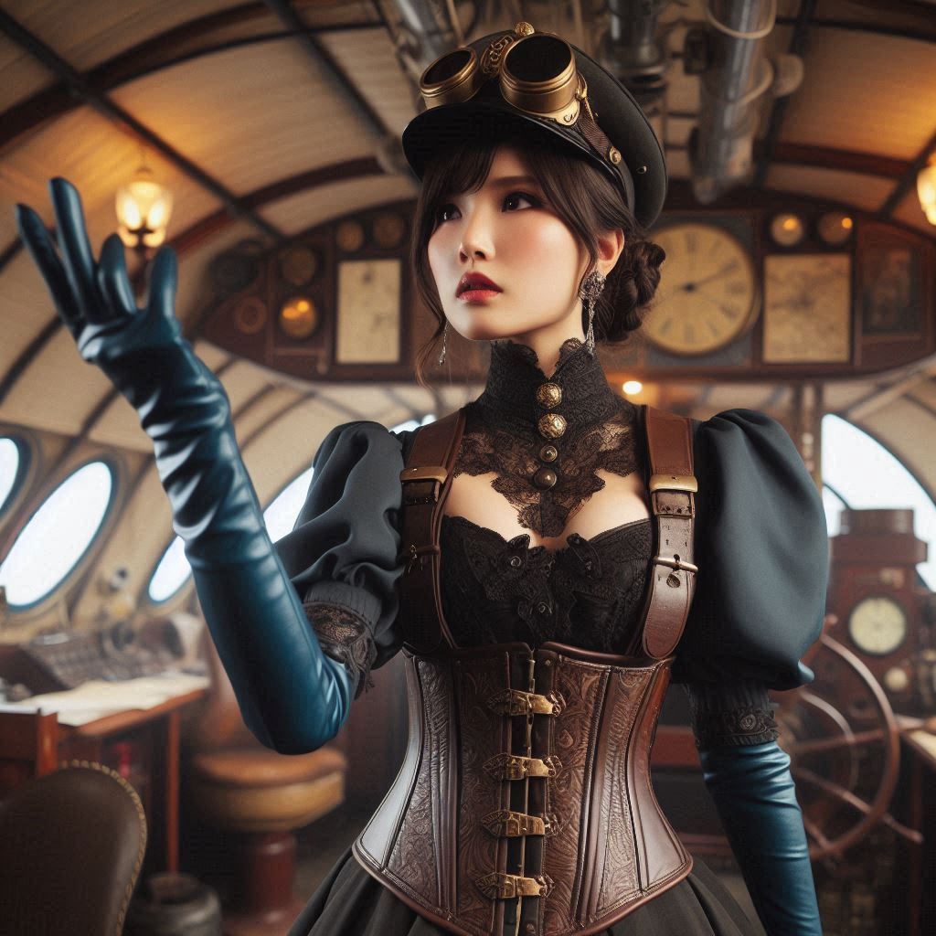 Chinese steampunk dirigible commander (2)