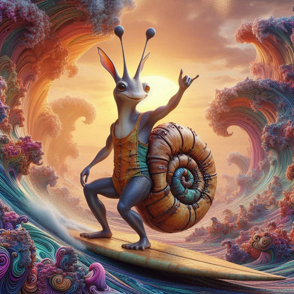 whimsical surfer