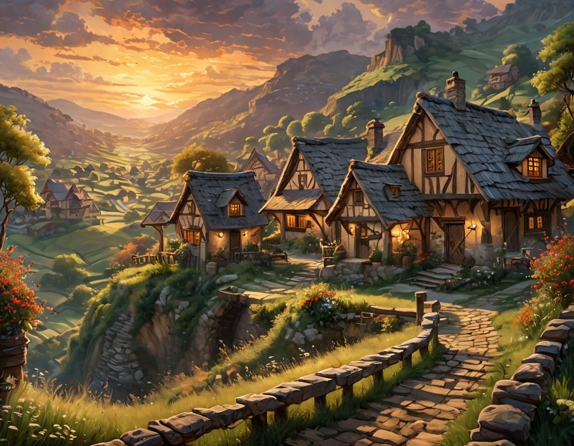 Rustic village in the sunset  by @Adab Sur Dum