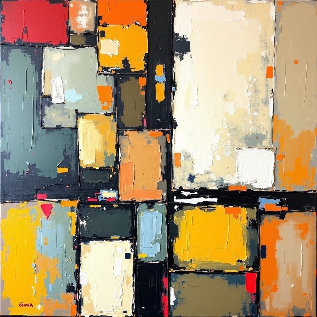 <lora:Modern Absrakt:1.0> Original abstract art TEXTURED painting, Abstract art painting, "ITALIAN VILLA" Modern style painting.