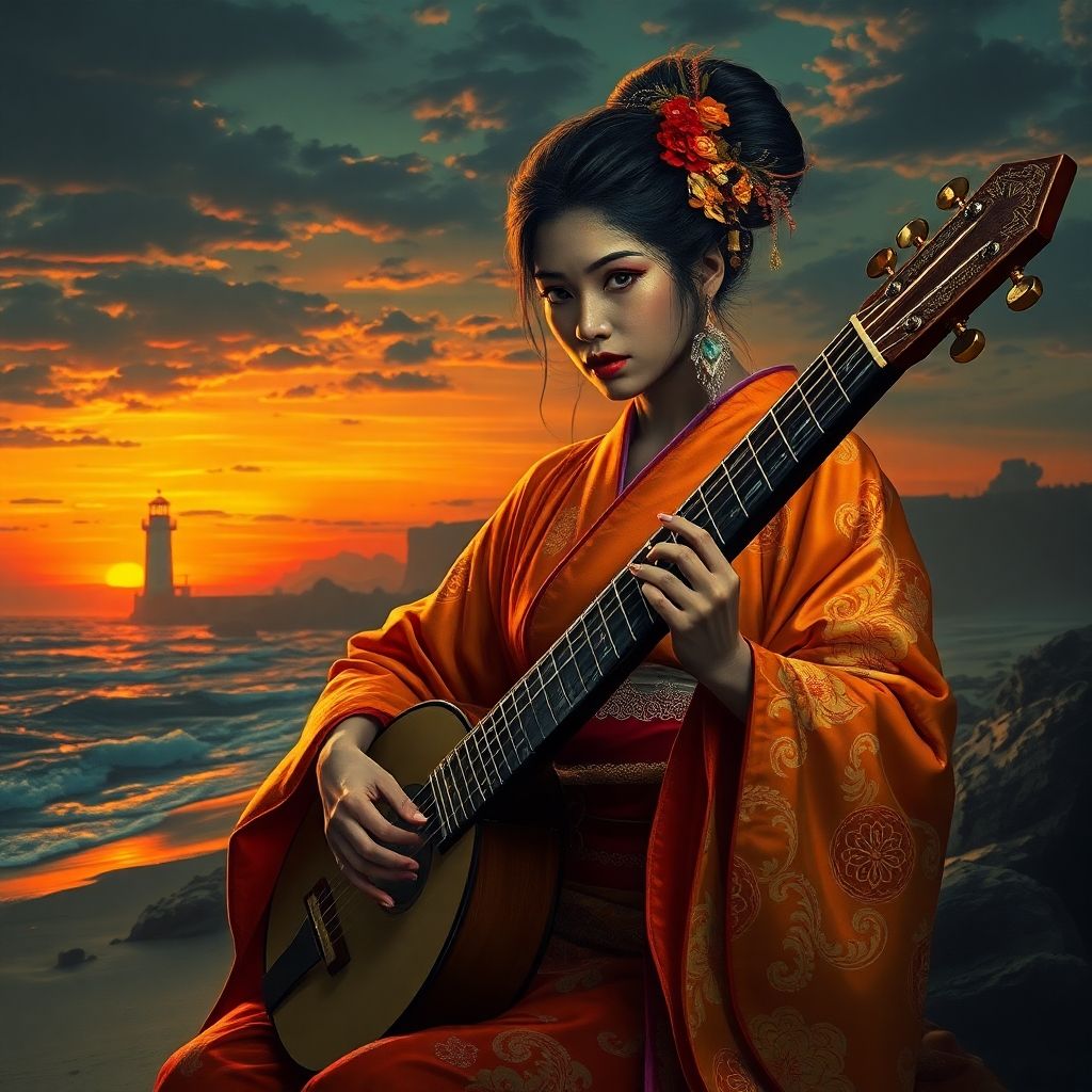 Geisha at beach