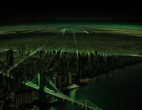 Green on black map of NYC by max galka, 16k, hdr , uhd, supe...