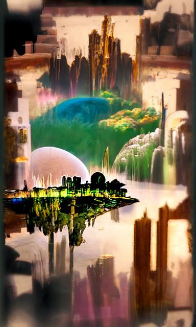forest city with hyperdetailed builings in different styles ...