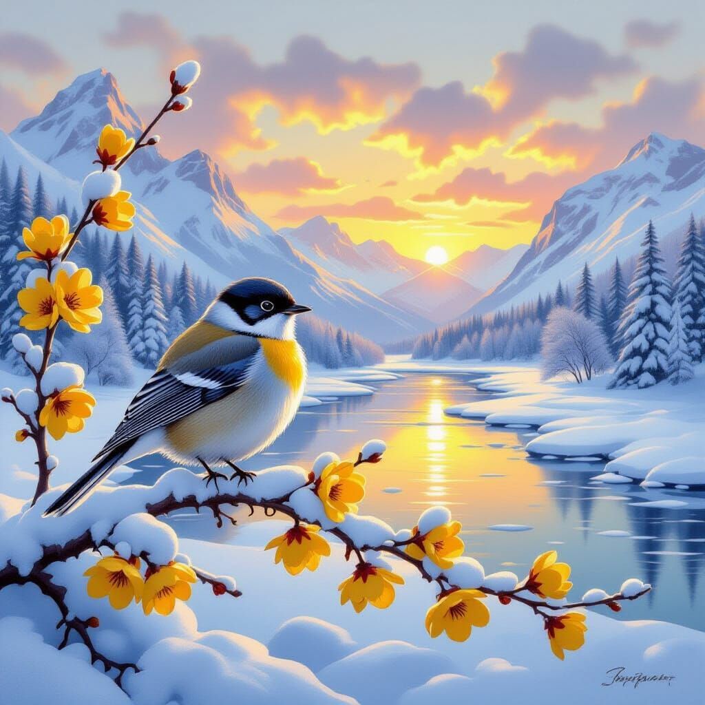 A solitary bird in the winter