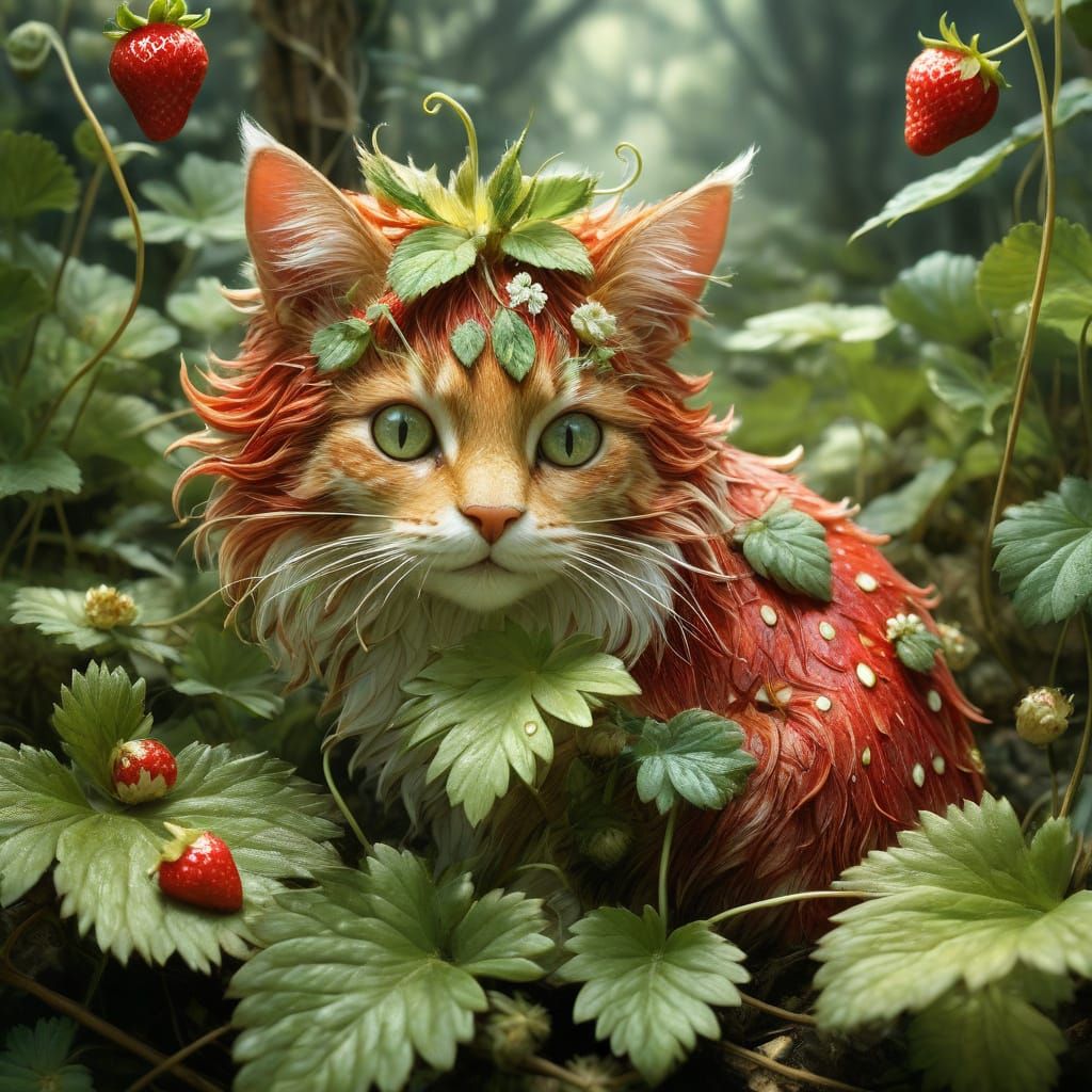 Strawberry cat  by @Unreality One