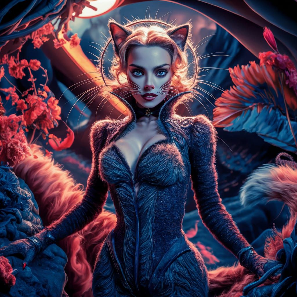 Margot Robbie as a catgirl