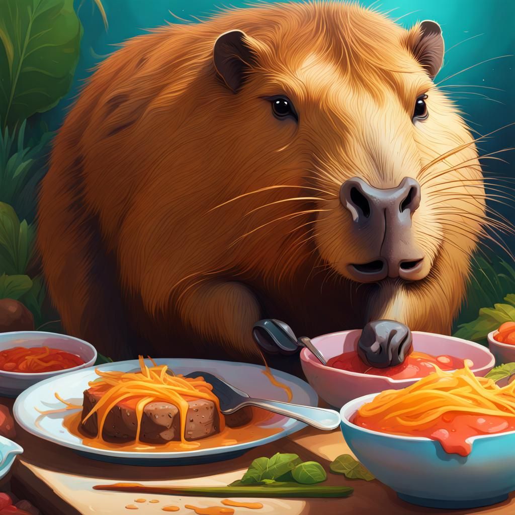 Capybara mukbang