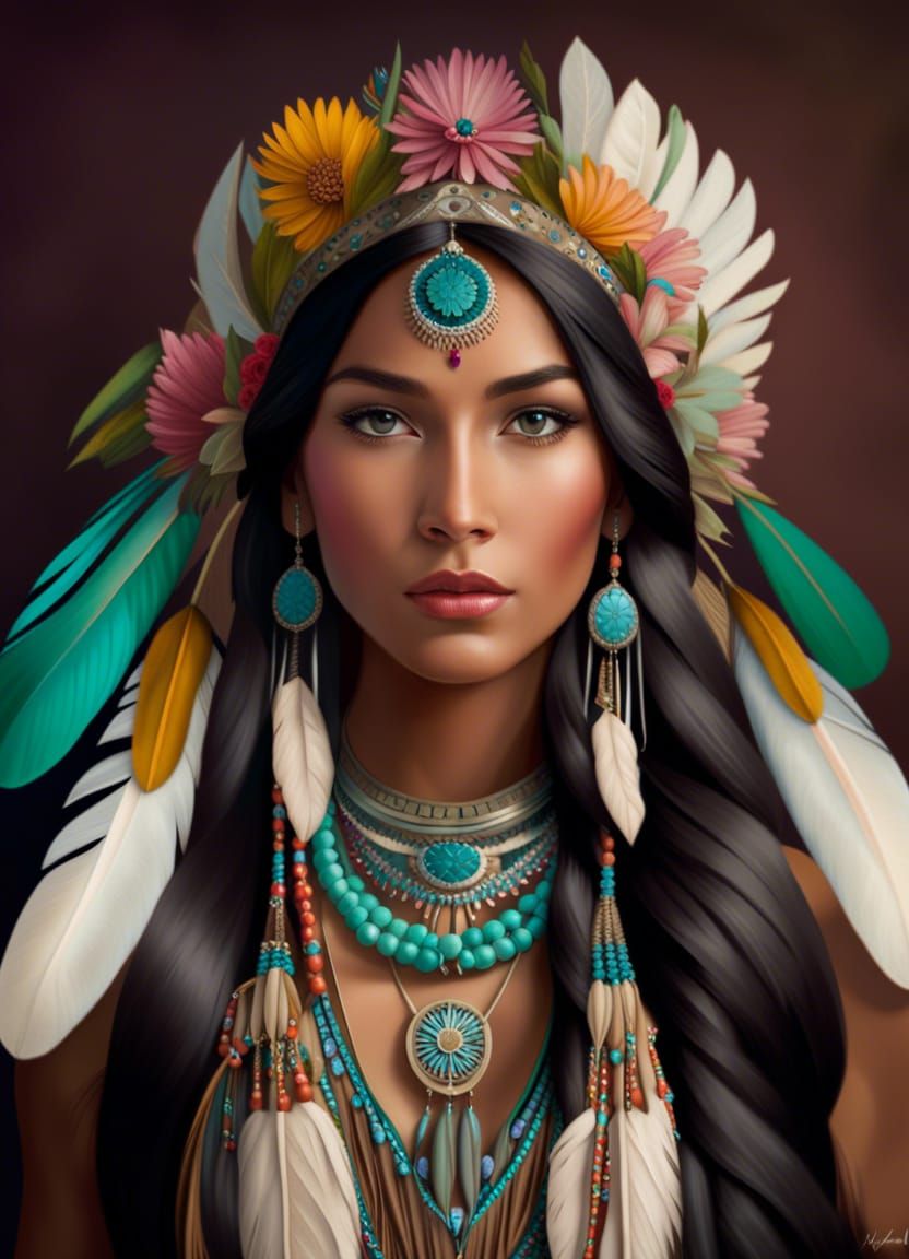 Native American Beauty Two - AI Generated Artwork - NightCafe Creator