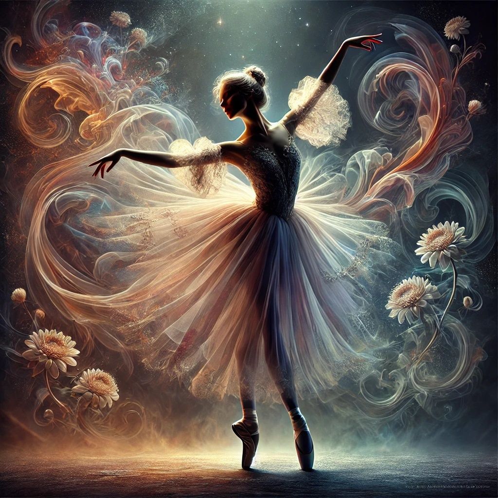 Dancing Ballerina in Ethereal Mist | DALL-E 3 AI image promp...