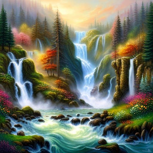 Waterfalls - AI Generated Artwork - NightCafe Creator