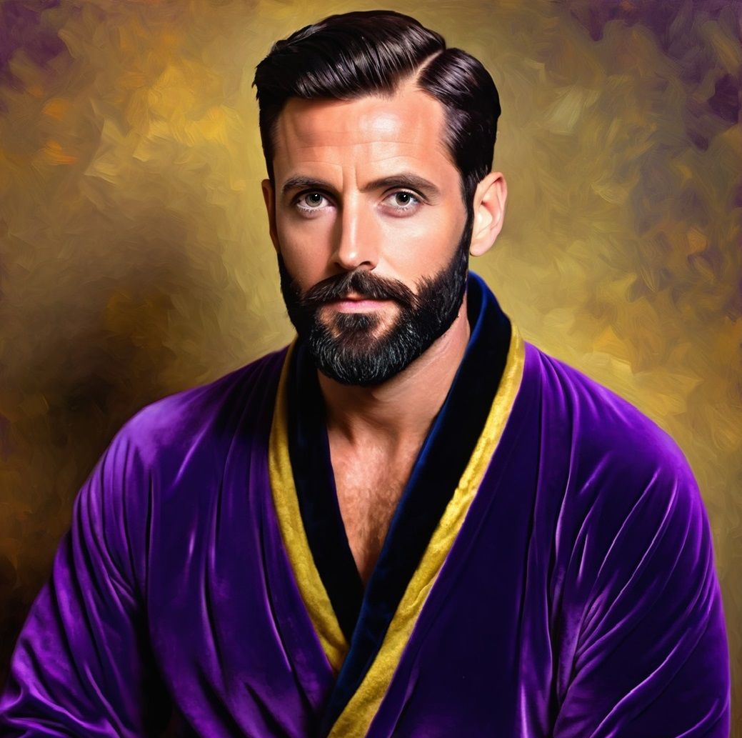Asharī  ·  أشعري  ·  a handsome bearded man wearing a purple...