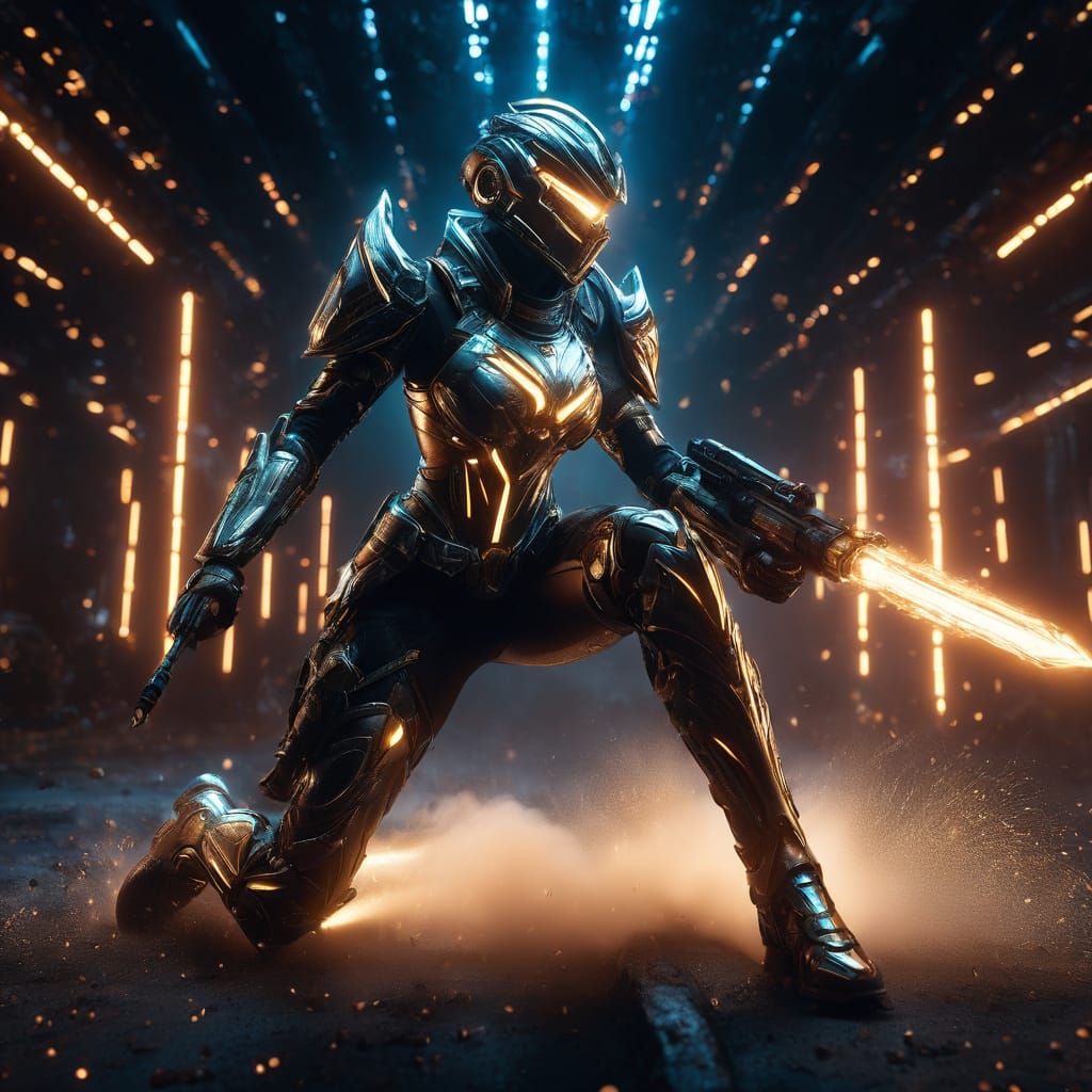 Armored girl in attack pose (Uploaded)