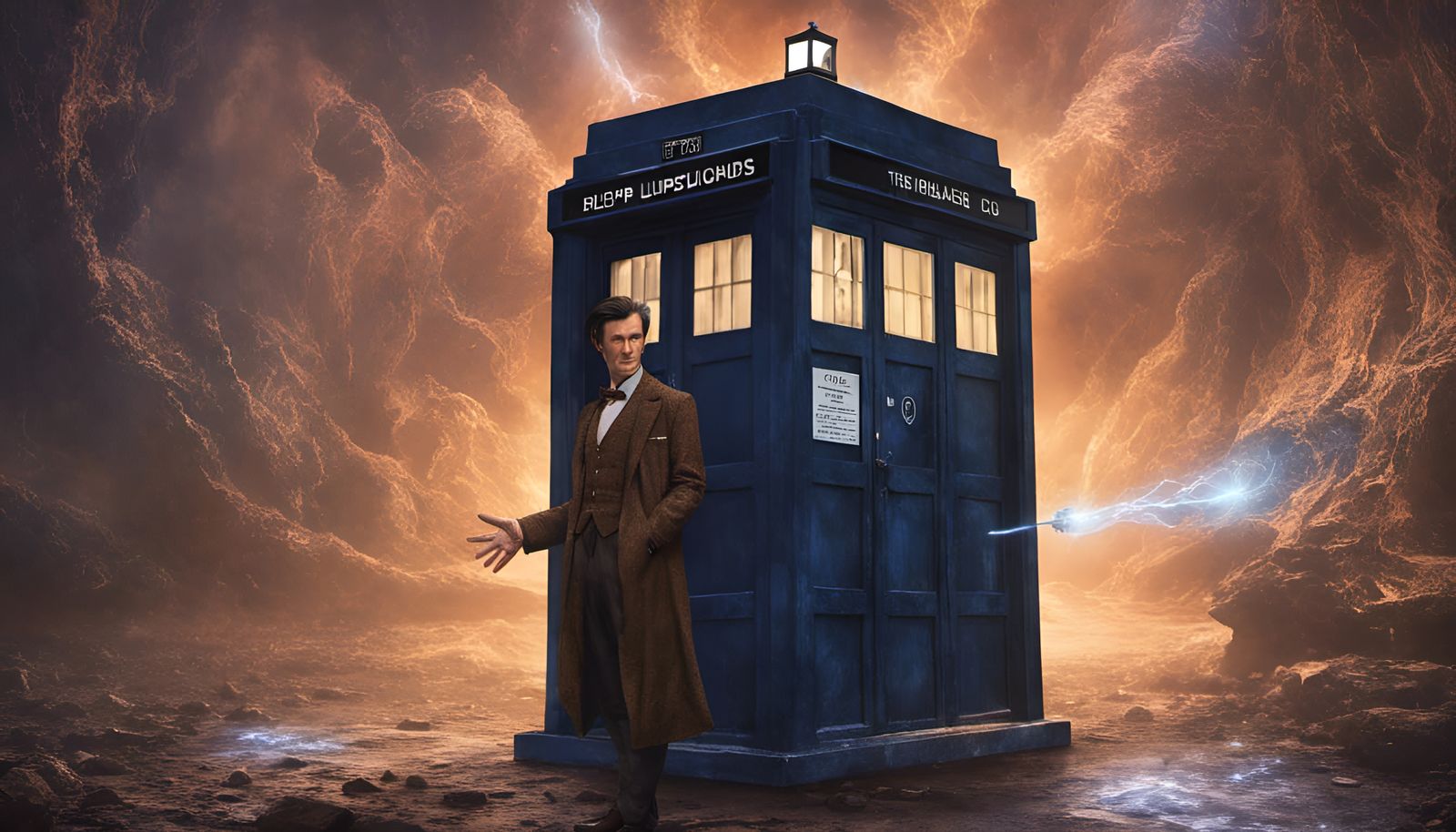 11th Doctor who and the tardis - AI Generated Artwork - NightCafe Creator