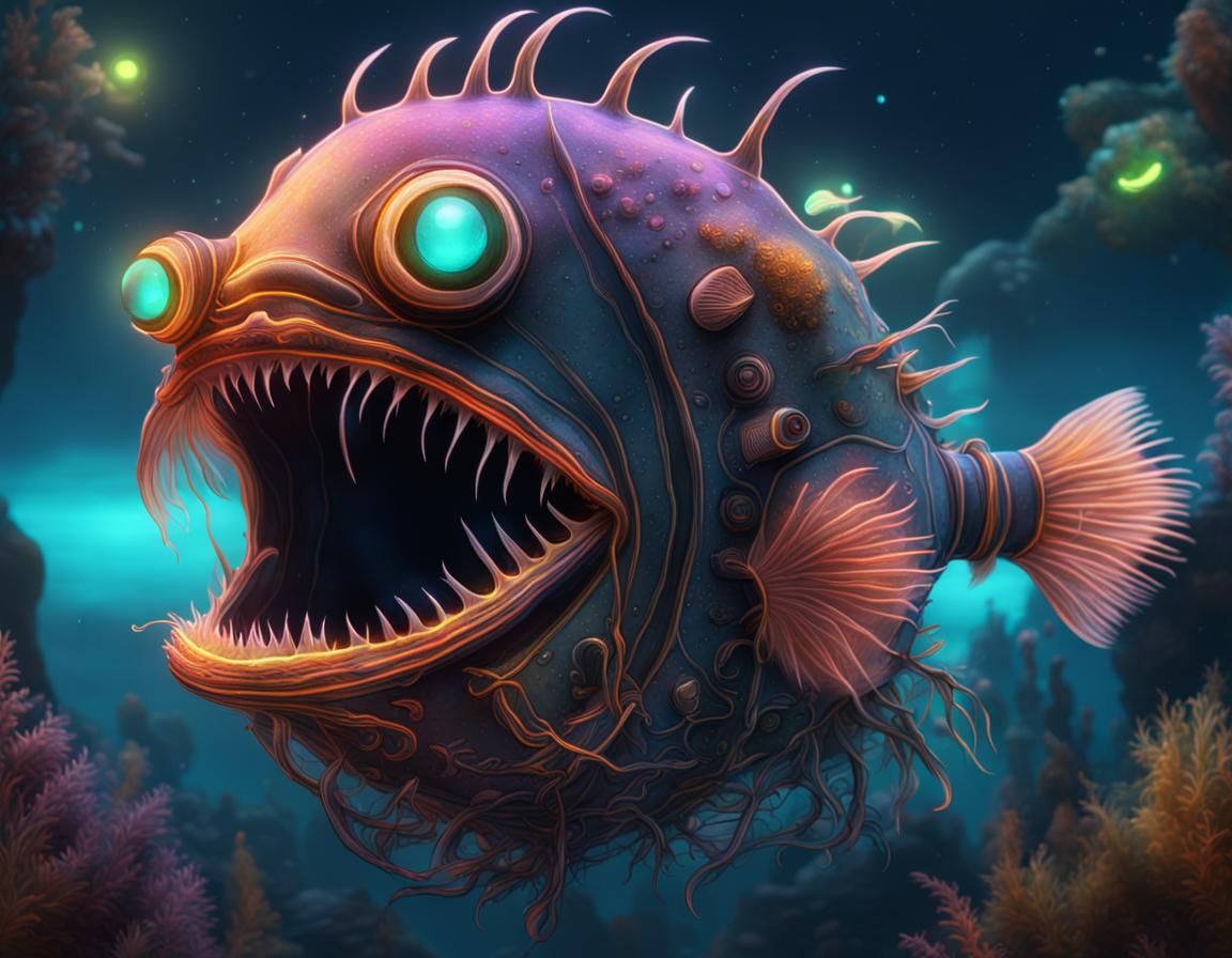 Bioluminescent Angler Fish - AI Generated Artwork - NightCafe Creator