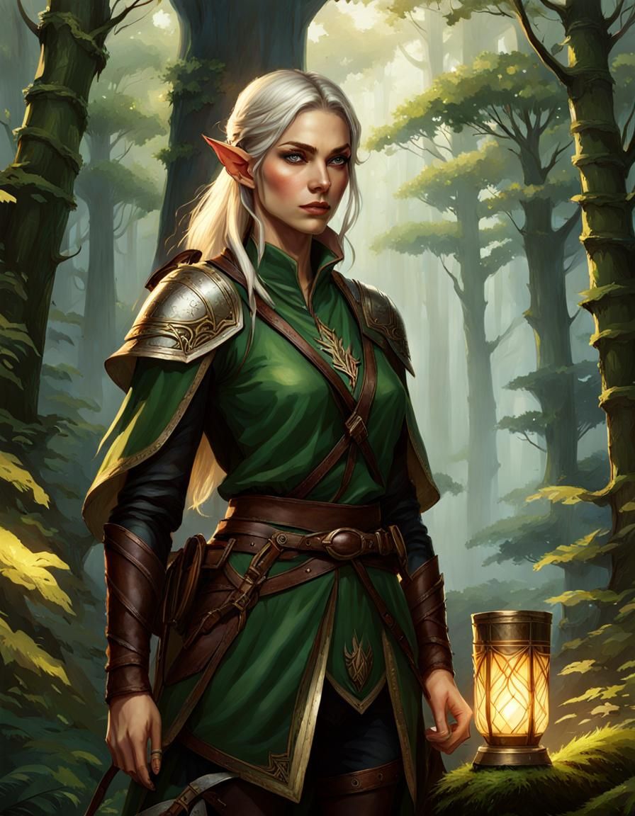 Female elf ranger keeping watch in the Ancient forest #3 - AI Generated ...