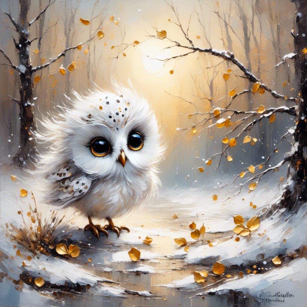 Cute Snow Owl  by @AliceIsWonderful