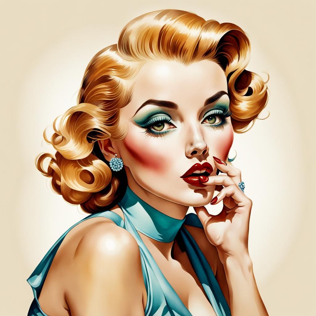 Pin up girl Alberto Vargas, - AI Generated Artwork - NightCafe Creator