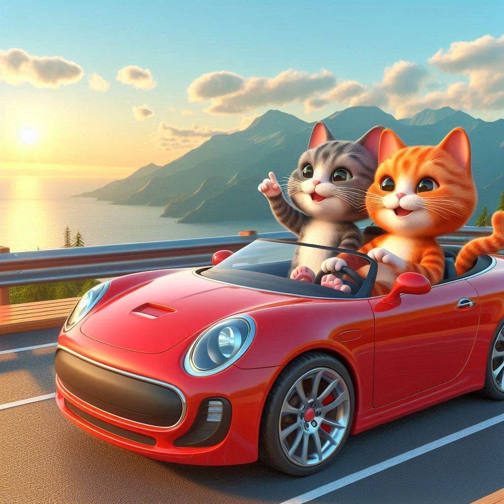 Cats on Road Trips, a series