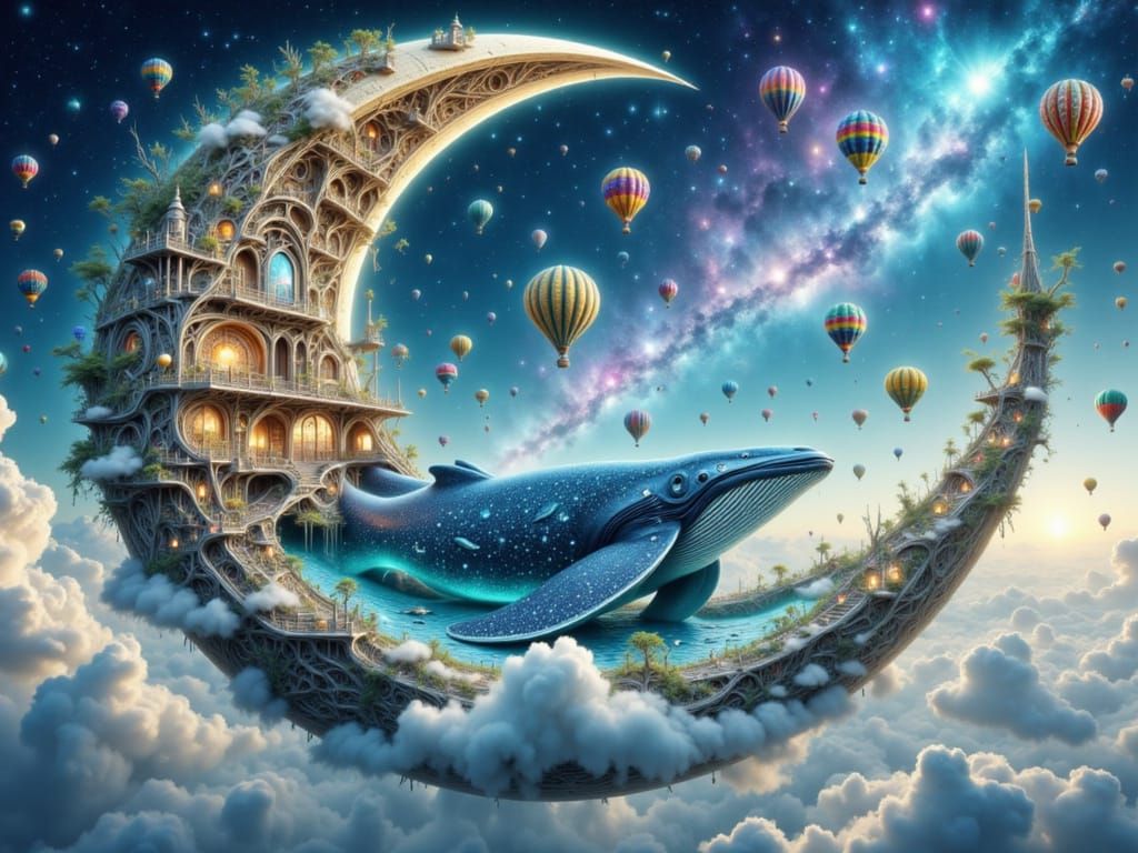 <lora:FiosCrescentMoons:1.0> Whale in a Crescent Moonscape