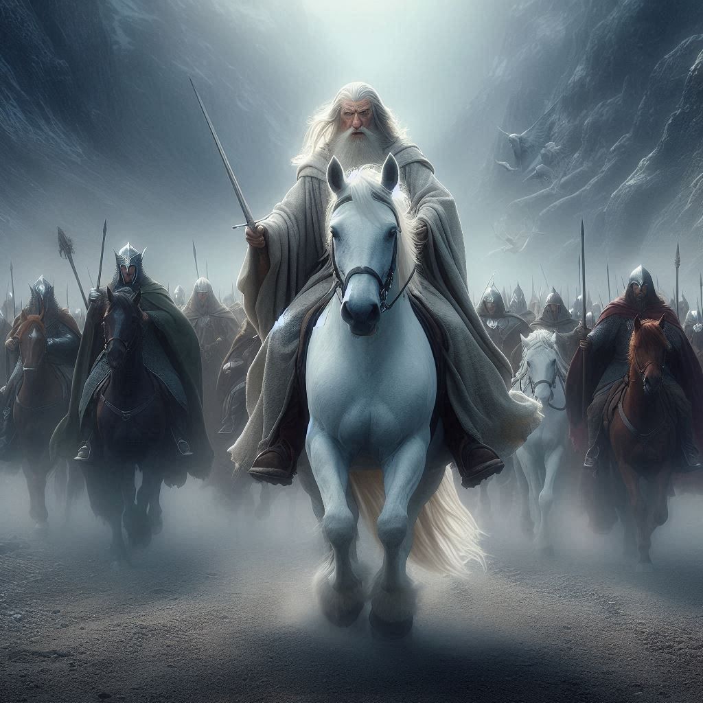 Gandalf Leading The Rohirrim To Helm’s Deep