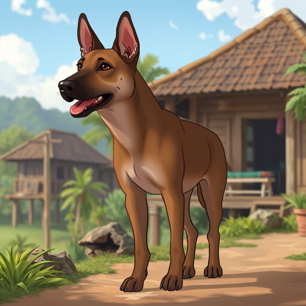 Anime Thai Ridgeback Dog Guarding House