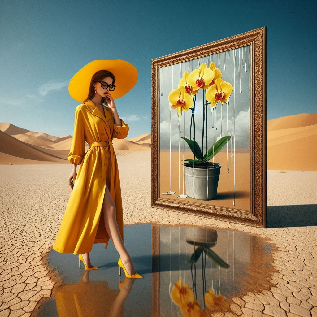 Woman in raincoat and orchid