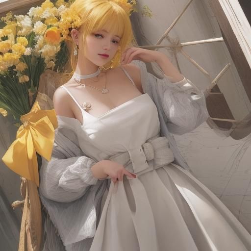 Yellow and Pink Hearts Abstract AI Art