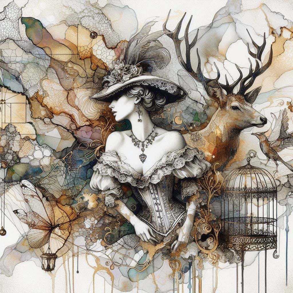 Deer and Birdcage collage