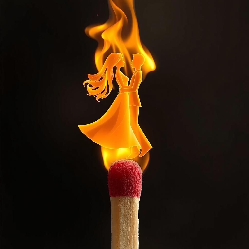Couple of Flames Dances on Burning Match