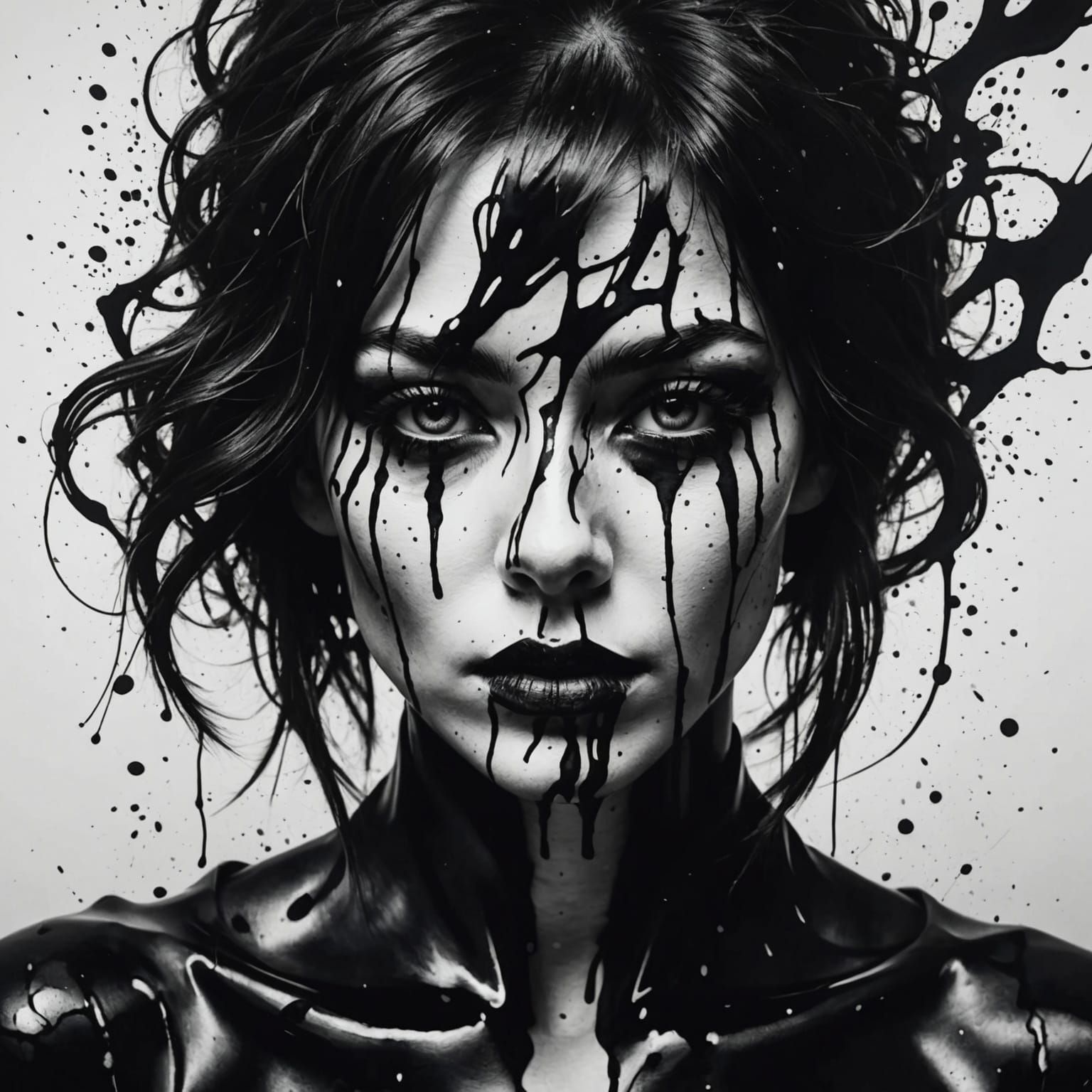 A captivating portrait of a person with striking, dramatic f...