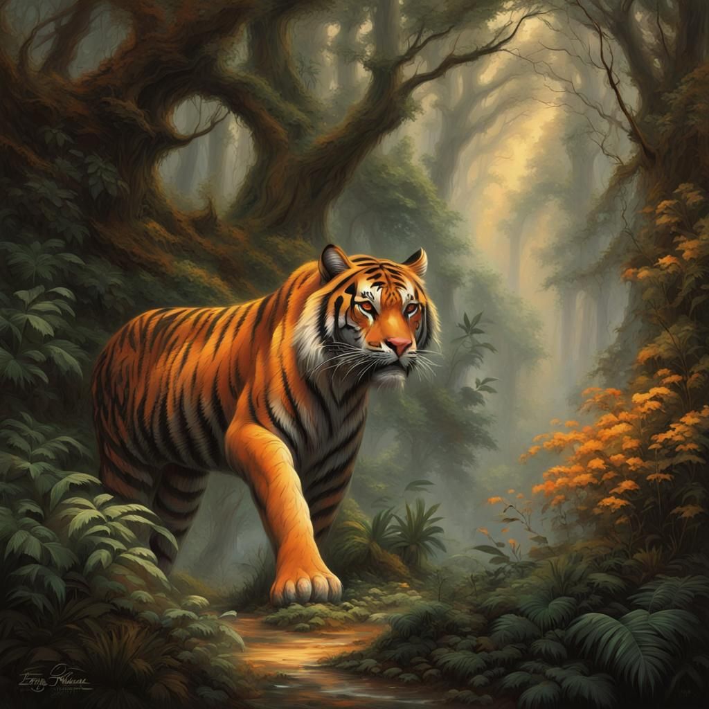 Prowling tiger - AI Generated Artwork - NightCafe Creator