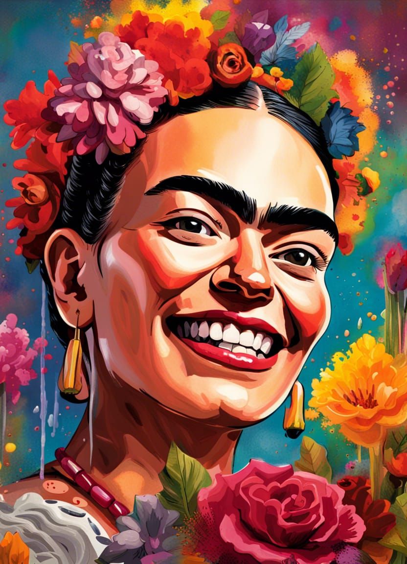 frida kahlo smiling - AI Generated Artwork - NightCafe Creator