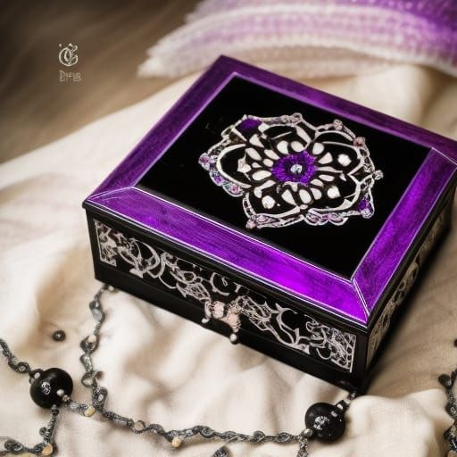 Beautiful Black& purple Gothic jewelry box with beautiful designs on it& Beautiful craftsmanship