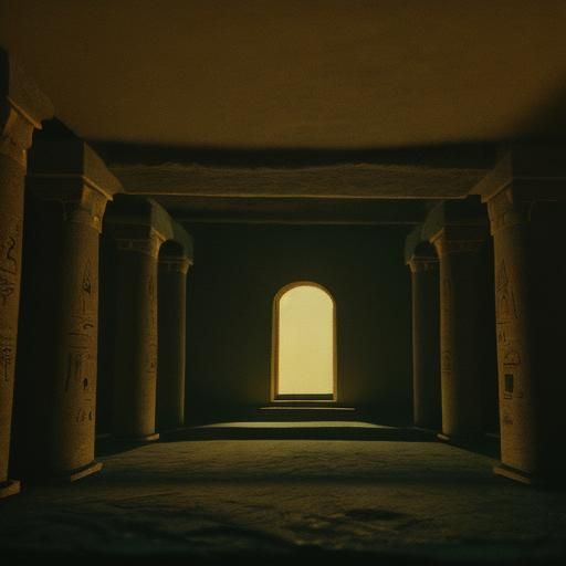 Inside an Egyptian pyramid, tomb robbers wake up mummy. Cine...