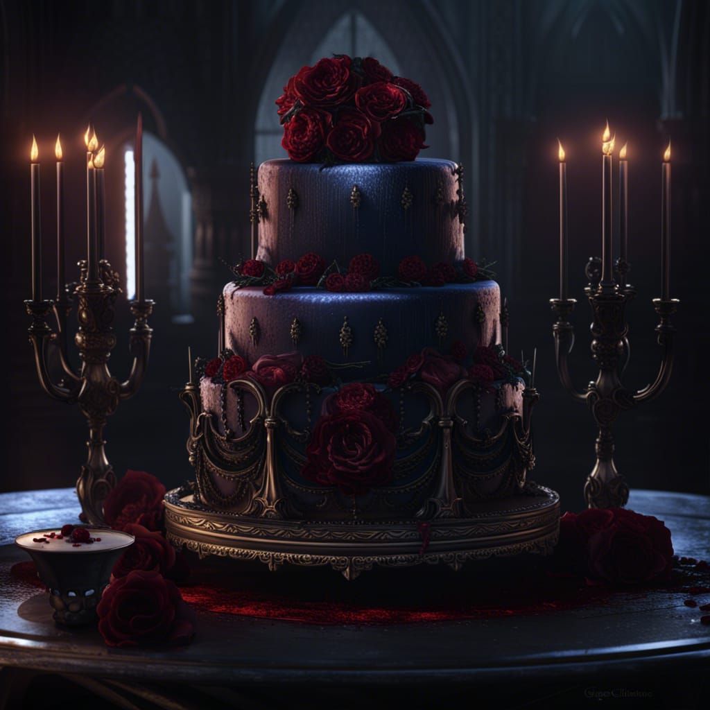 Goth vampire wedding cake  by @BulePanda