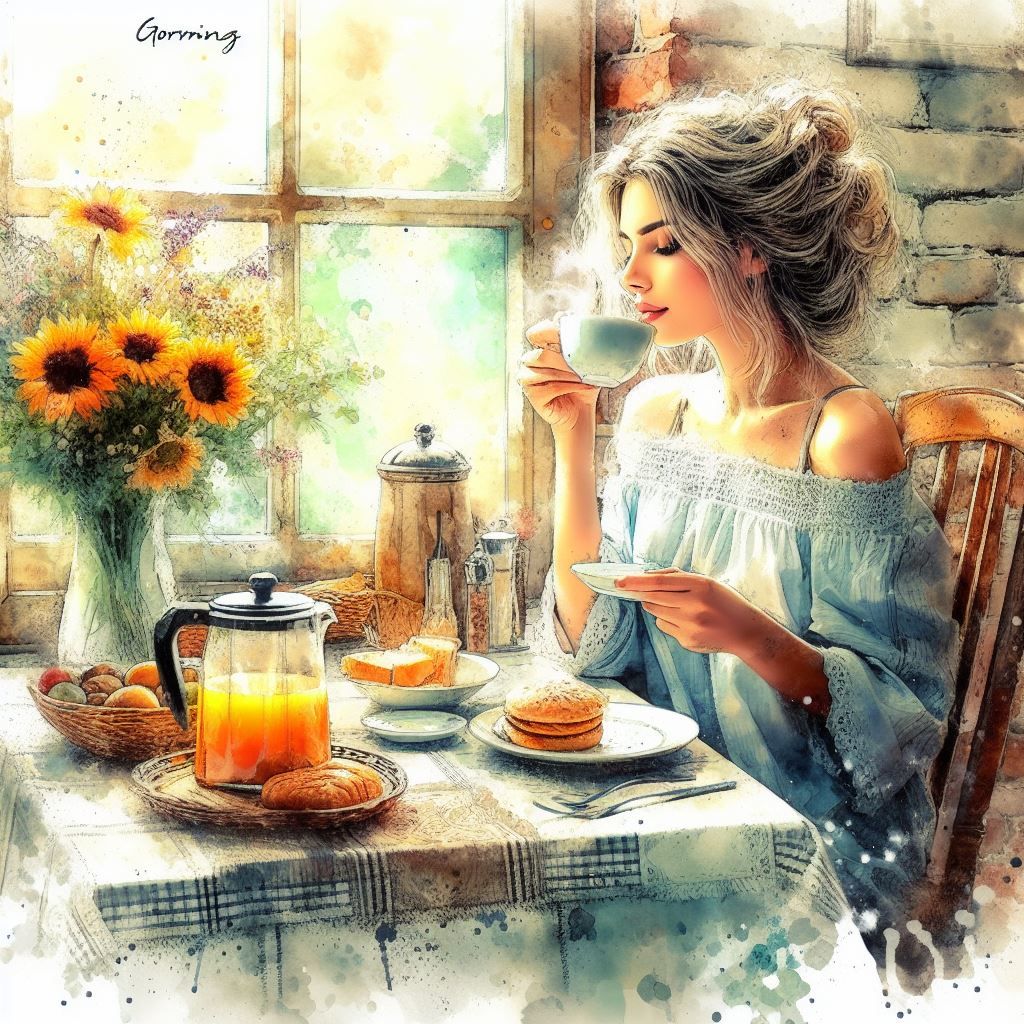 Blissful morning coffee