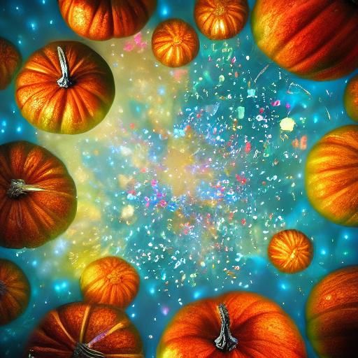 Majestic Pumpkin Celebration in Vibrant Digital Art